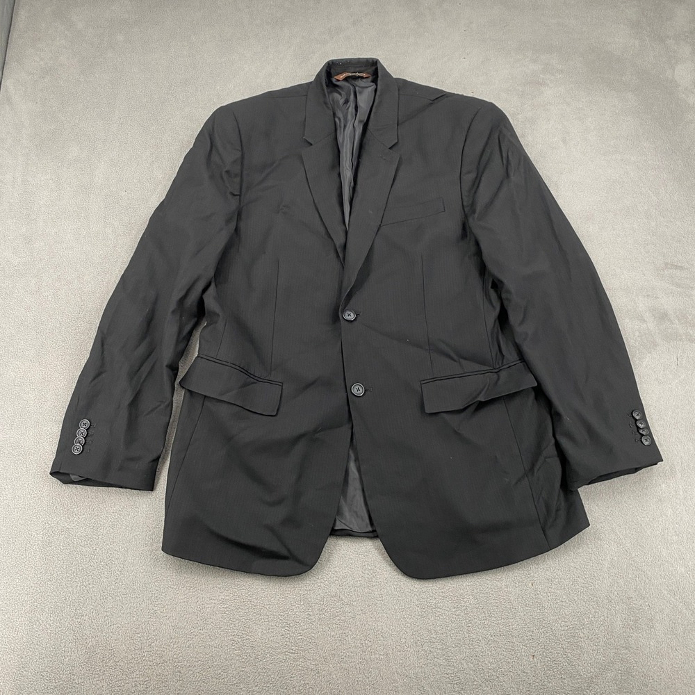 Perry Ellis Classic Fit Black Striped Blazer Suit Jacket 42 SHT Mens